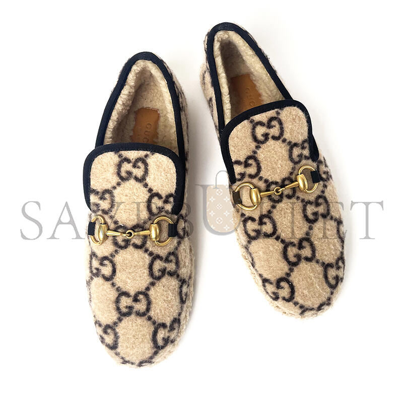 GUCCI MONOGRAM WOOL LOAFERS 